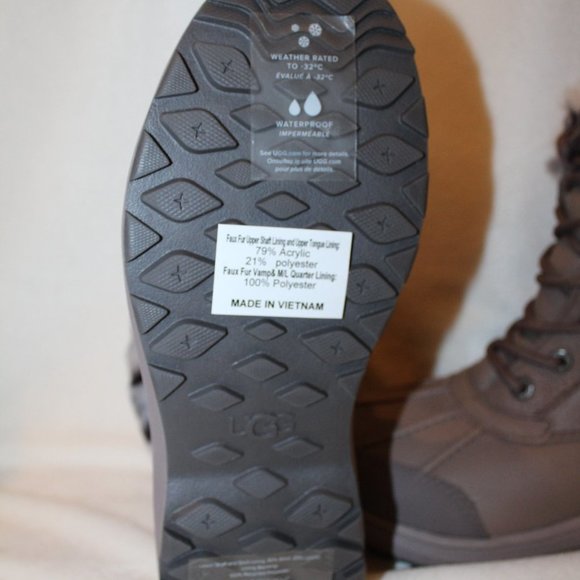 NIB UGG WOMEN'S LEOPARD LEATHER ADIRONDACK SNOW BOOTS BLACK GRAY WHITE - Picture 5 of 9